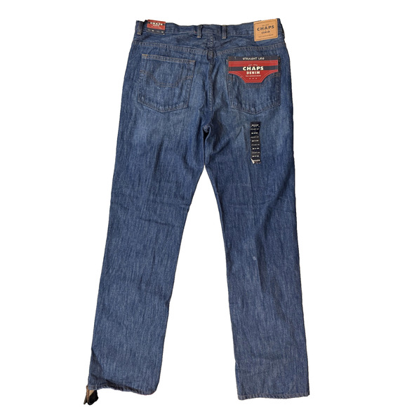 Chaps Jeans Mens 36x34 Blue Straight Leg Denim 5 Pocket Zip Y2K Deadstock NWT - Picture 6 of 6